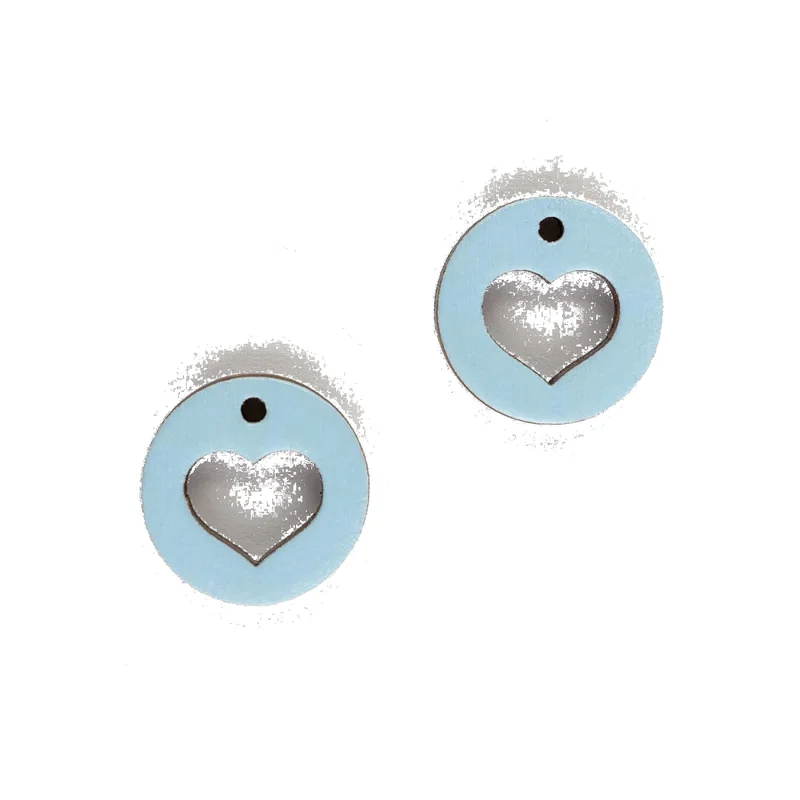 Ručne maľované drevené náušnice Heart Circle