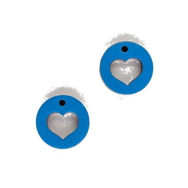 Ručne maľované drevené náušnice Heart Circle