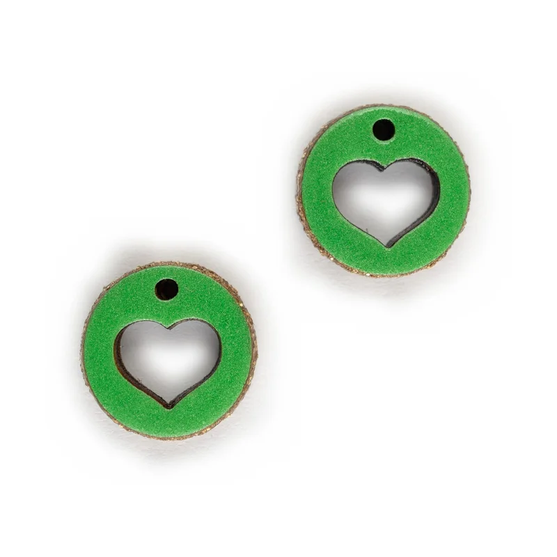 Ručne maľované drevené náušnice Heart Circle