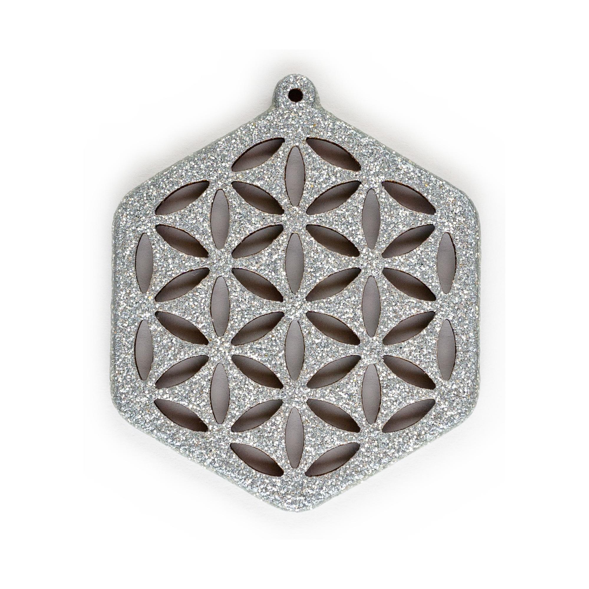 Flower of Life Hexagon - Stříbrná
